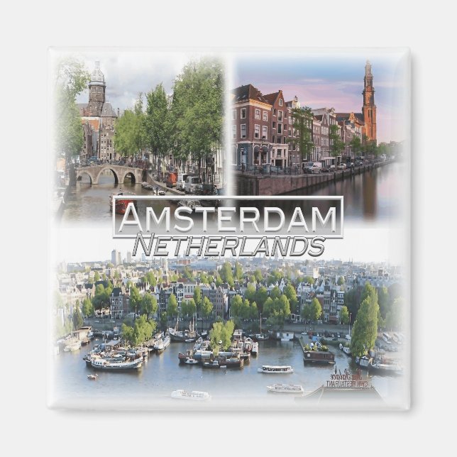 NL0028 Europa, Nederländerna, Amsterdam, kylskåp Magnet (Framsidan)