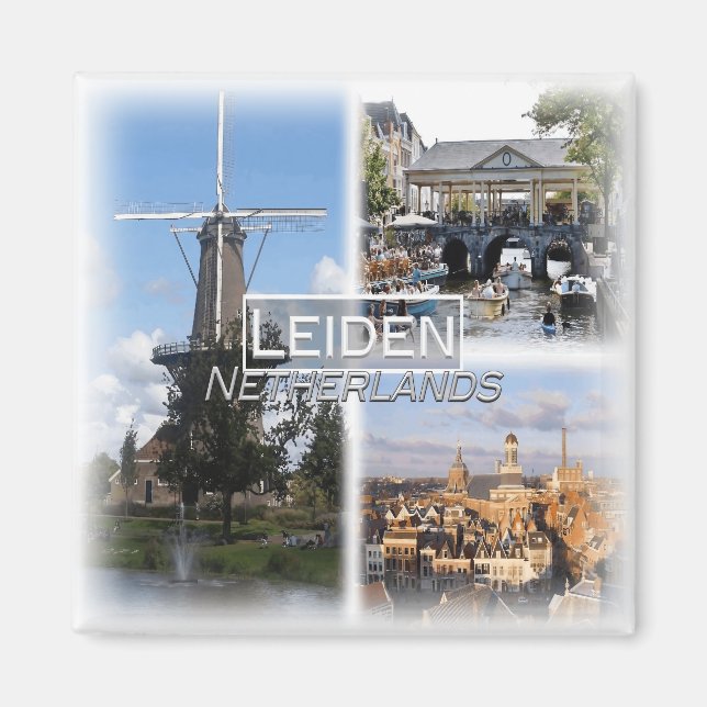 NL0032 Europa, Nederländerna, Leiden, kylskåp Magnet (Framsidan)