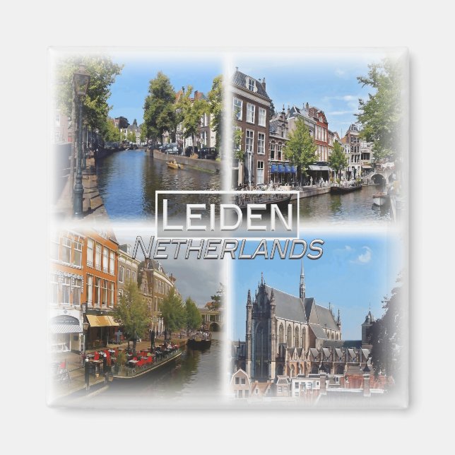 NL0034 Europa, Nederländerna, Leiden, kylskåp Magnet (Framsidan)