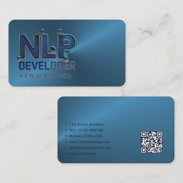 🤖 NLP Ingenjör Chatbot Developer AI QR-kodkort Visitkort (Fram/baksida)