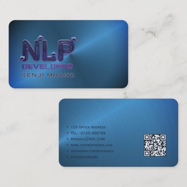 🤖NLP-utvecklare Chatbot-utvecklare AI QR-kodkort Visitkort (Fram/baksida)