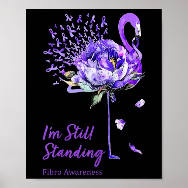 Nn Flamingo Lila Ribbon Fibro Fibromyalgia Poster (Framsidan)