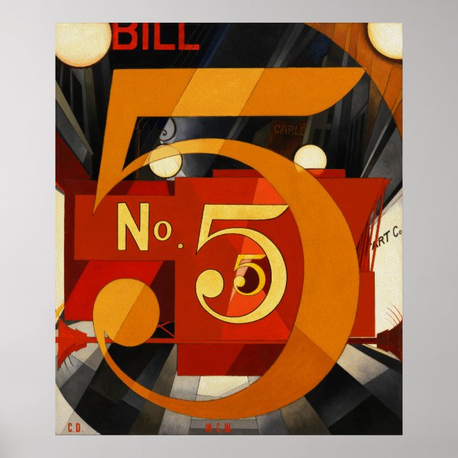No. 5 Painting - The Figure 5 in Gold by Demuth Poster (Framsidan)
