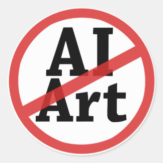 No AI Art Runt Klistermärke