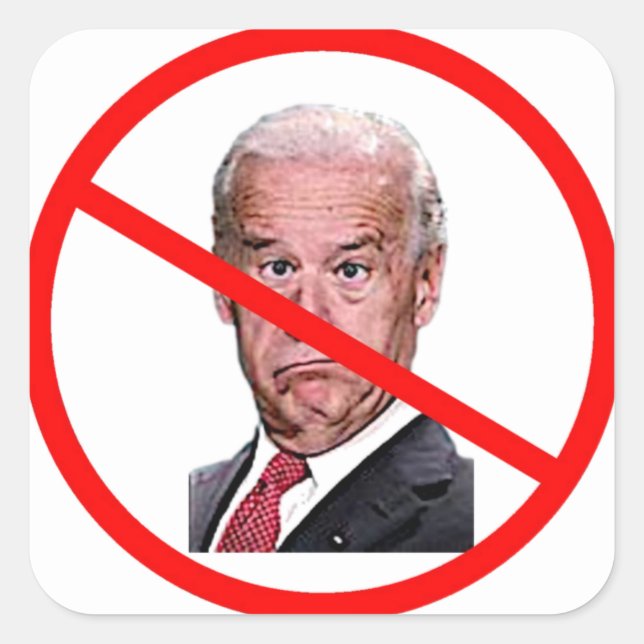 NO BIDEN FYRKANTIGT KLISTERMÄRKE (Framsida)