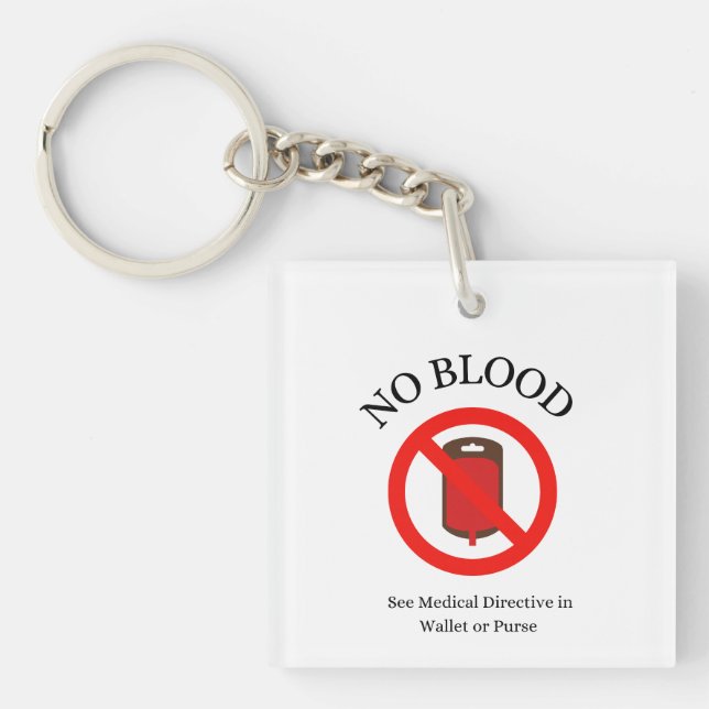 "No blood" keychains (Framsidan)