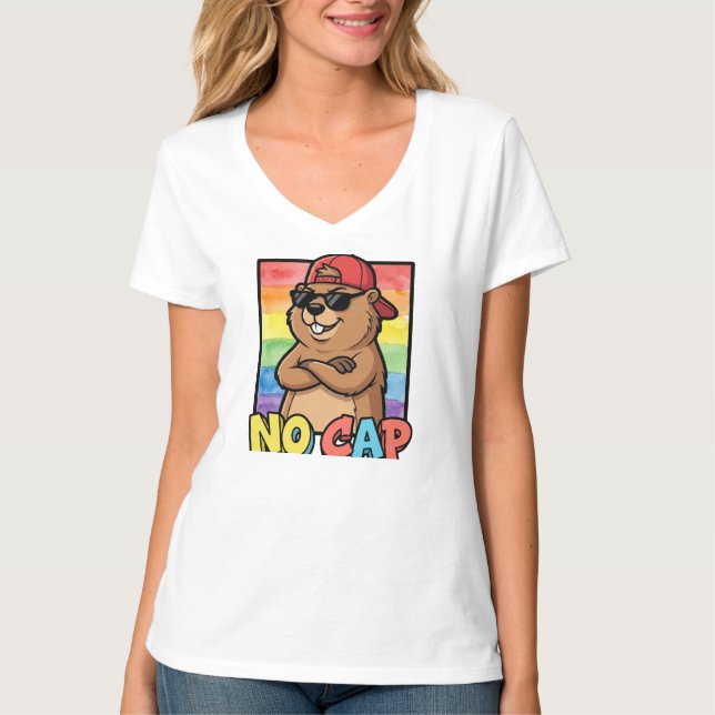 No Cap Capybara – Funny Capybara Meme Streetwear  T Shirt (Framsida)