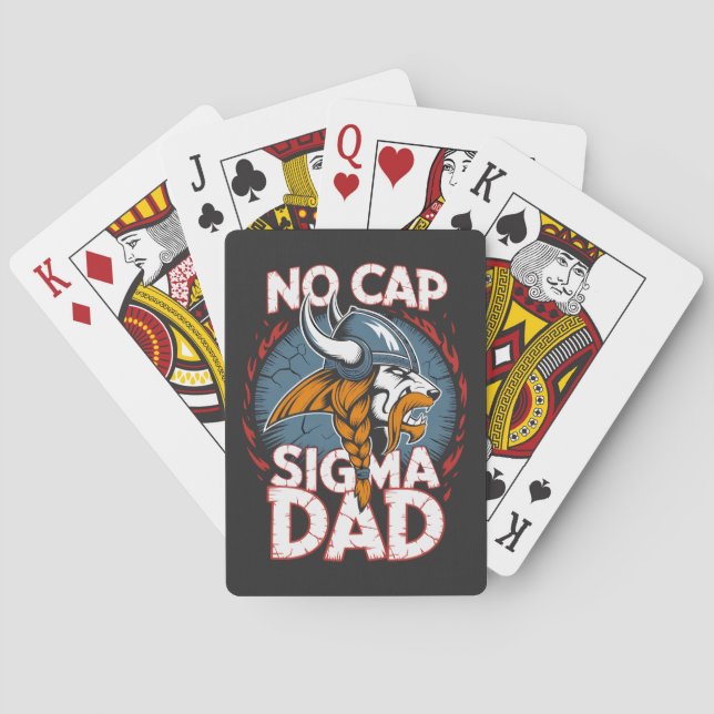 No Cap Sigma Dad Viking Graphic Tee for Fathers Casinokort (Baksidan)