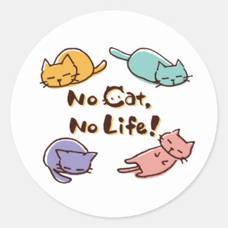 No Cat No Life! / Cute Loose Cat Illustration with Runt Klistermärke