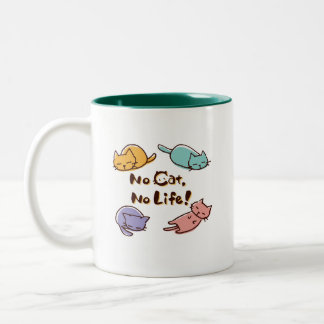 No Cat No Life! / Cute Loose Cat Illustration with Två-Tonad Mugg
