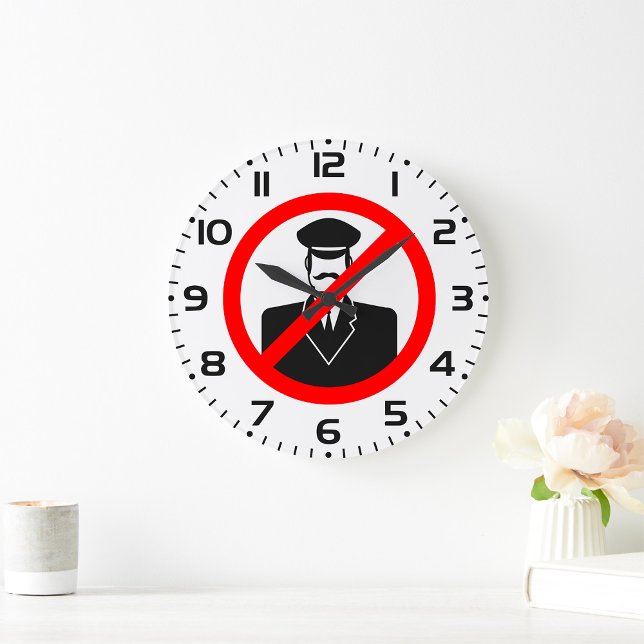 No Chauffeur Allowed Symbol Funny Warning Stor Klocka (Skapare uppladdad)