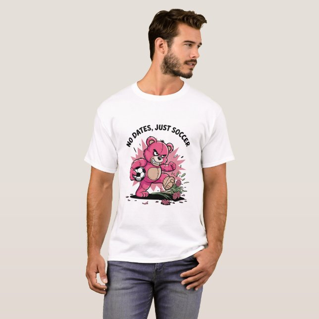 No dates, just football - anti valentine's day t shirt (Hel framsida)