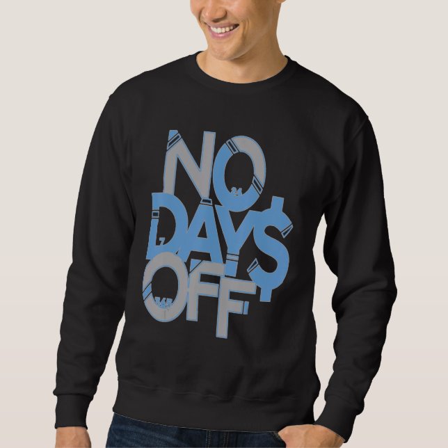 No Days Off Clothes & Gear Blue & Gray Print Motiv Lång Ärmad Tröja (Framsida)