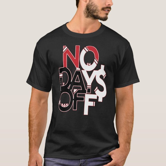 No Days Off Clothes & Gear Red Black & White Gym & T Shirt (Framsida)