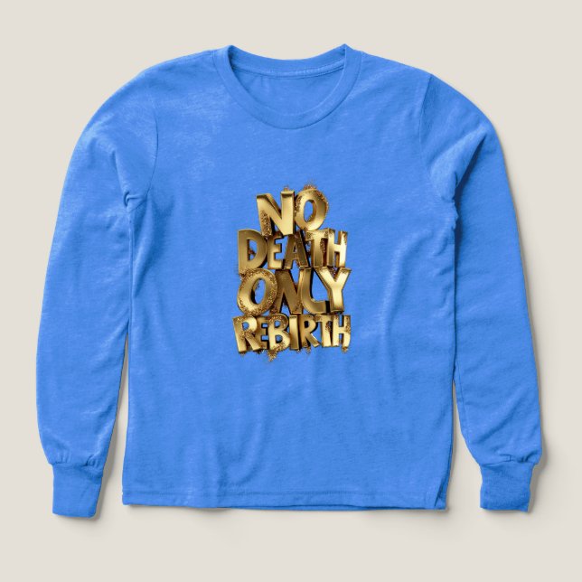 No Death Only Rebirth, Boys Bella+Canvas Blue,Gold T Shirt (Design framsida)