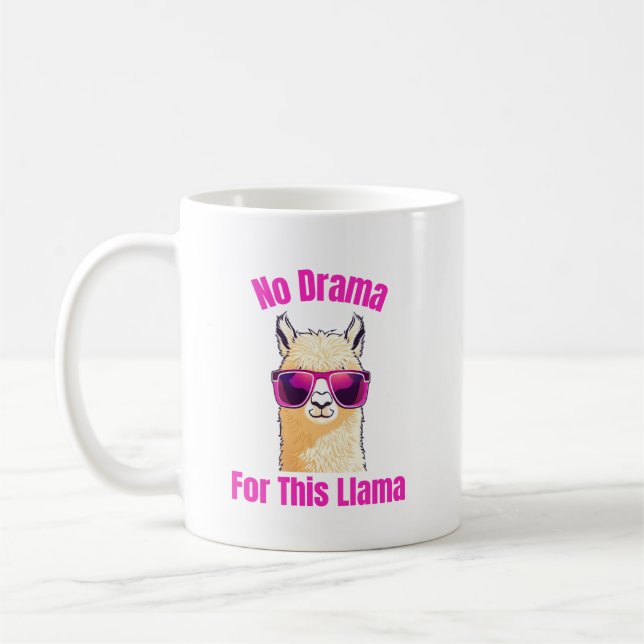 No Drama for this Llama - Funny Llama Kaffemugg (Vänster)