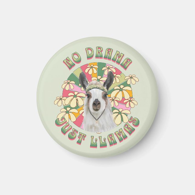 No Drama Just Llamas - Cute Boho Llama Magnet (Framsidan)