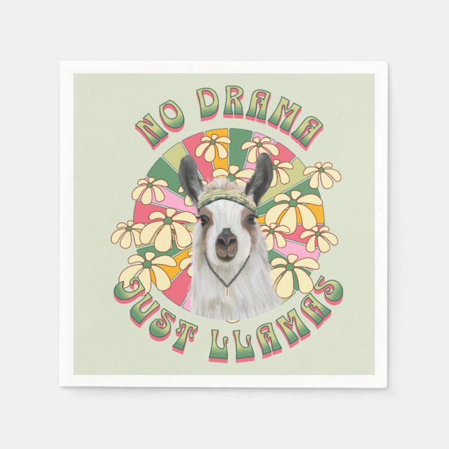 No Drama Just Llamas - Cute Boho Llama Pappersservett (Framsidan)