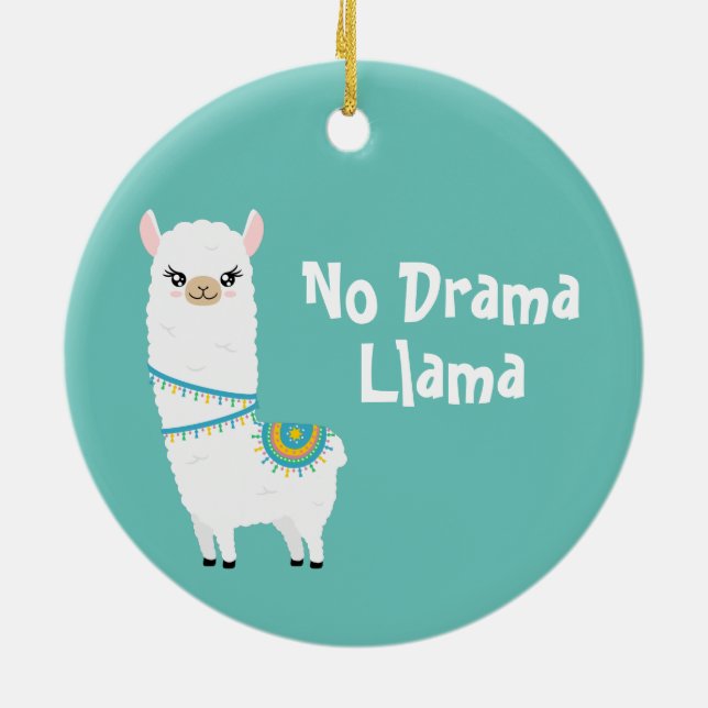 No Drama Llama Ceramic Ornament (Baksidan)