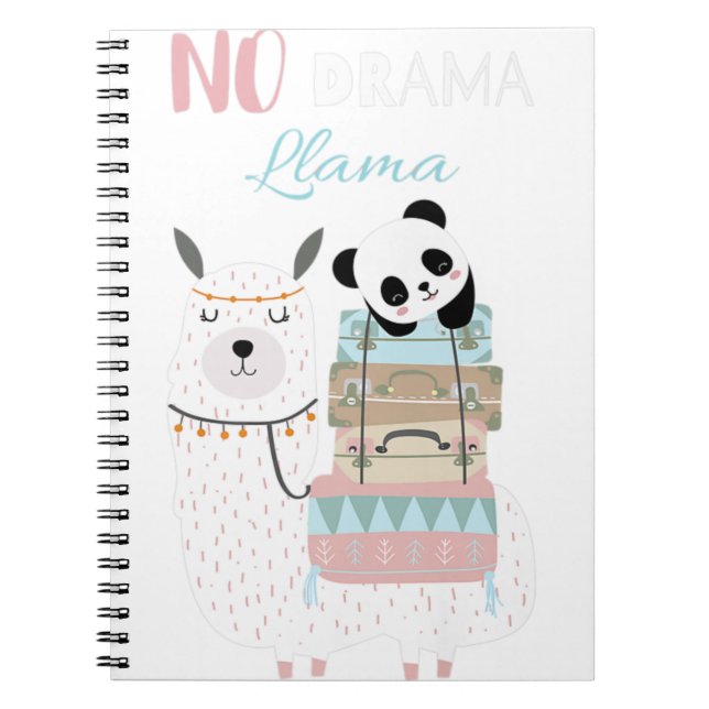 No Drama Llama Cute Panda ridning Llama Alpaca Pre Anteckningsbok (Framsidan)