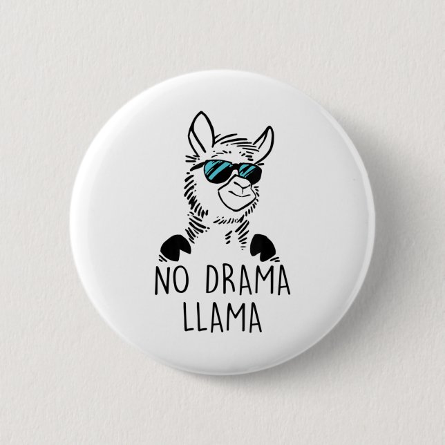 No Drama Llama Funny Lama Shirt Knapp (Framsida)