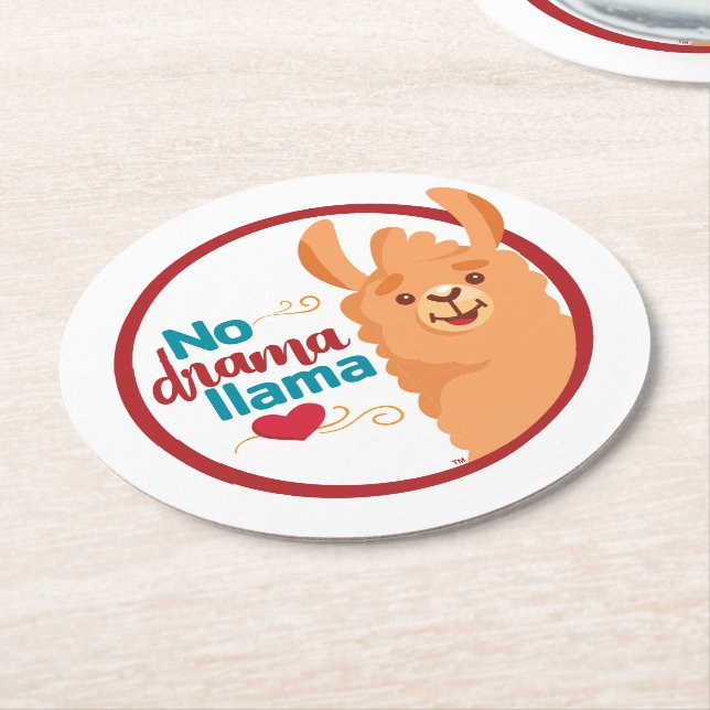 No Drama Llama (Varm) Underlägg Papper Rund (Vinklad)