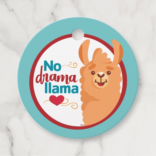 No Drama Llama (Warm) Teal Gåvor Etiketter (Framsida)