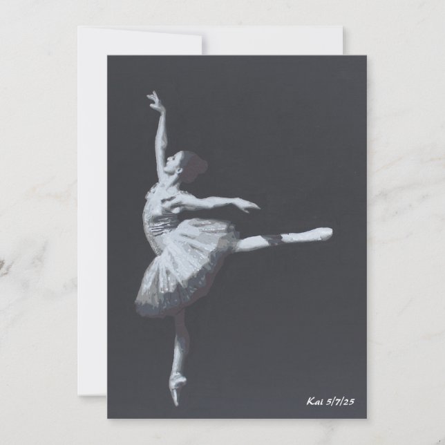 No Drama, Only Freedom, Black & White Ballerina Inbjudningar (Framsida)