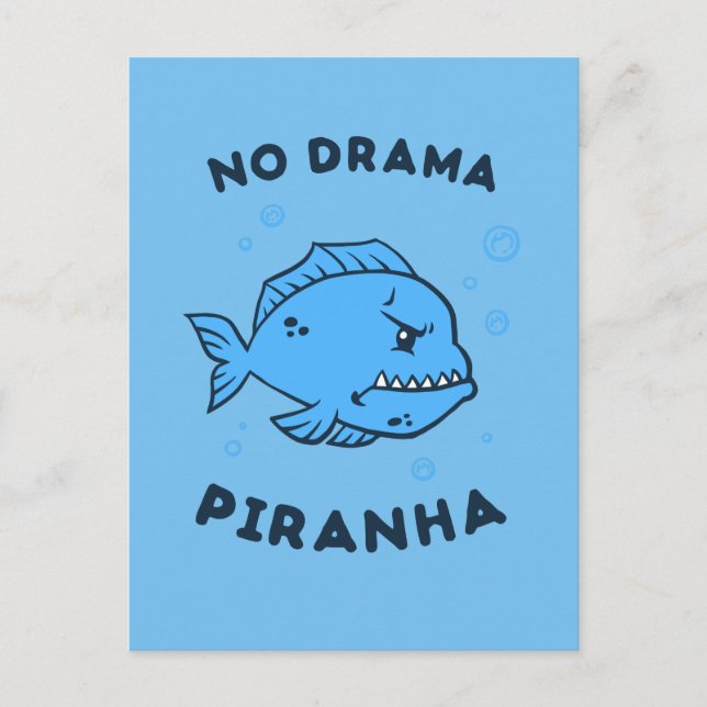 No Drama Piranha Vykort (Framsida)