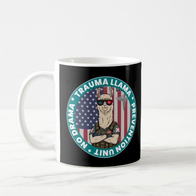 No Drama Trauma Llama Nurse Funny EMS Gift Kaffemugg (Vänster)