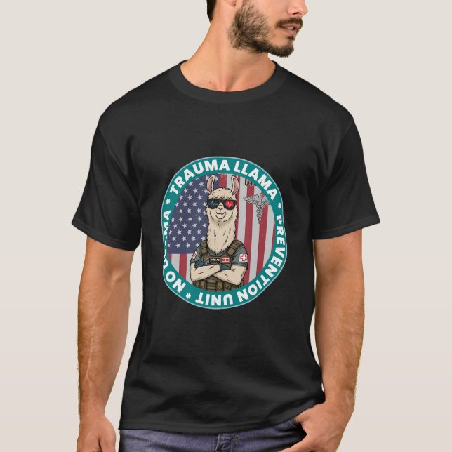 No Drama Trauma Llama Nurse Funny EMS T-Shirt Gift (Framsida)