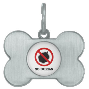 NO Durian Tropical Fruit Sign Namnbricka Husdjur