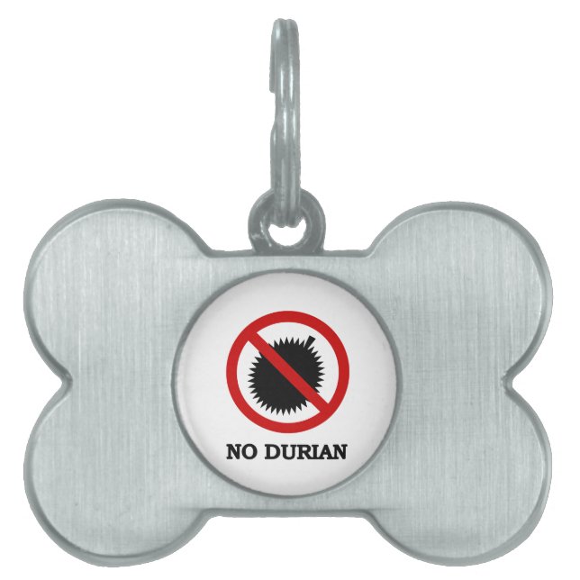 NO Durian Tropical Fruit Sign Namnbricka Husdjur (Framsidan)