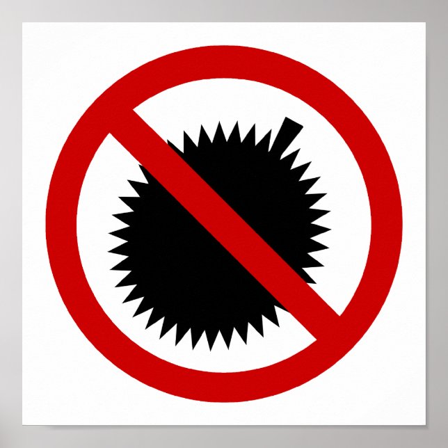 NO Durian Tropical Fruit ⚠ Thai Sign ⚠ Poster (Framsidan)