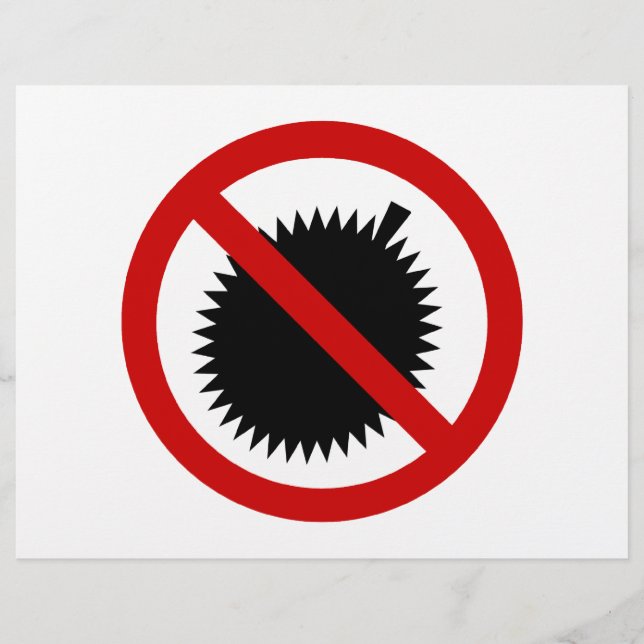 NO Durian Tropical Fruit ⚠ Thai Sign ⚠ Reklamblad (Framsidan)