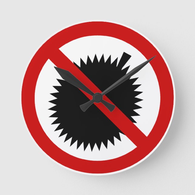 NO Durian Tropical Fruit ⚠ Thai Sign ⚠ Rund Klocka (Framsida)
