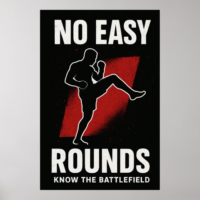 No Easy Rounds MMA Motivation Poster (Framsidan)