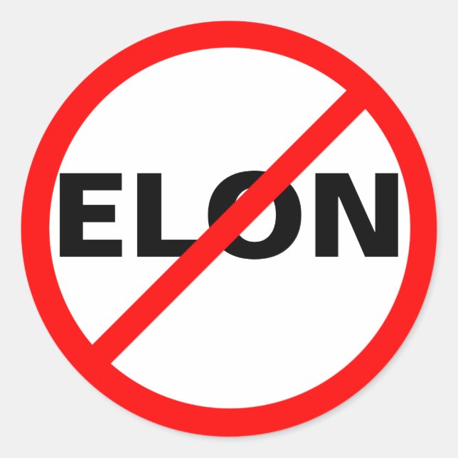 "NO ELON" RUNT KLISTERMÄRKE (Framsida)