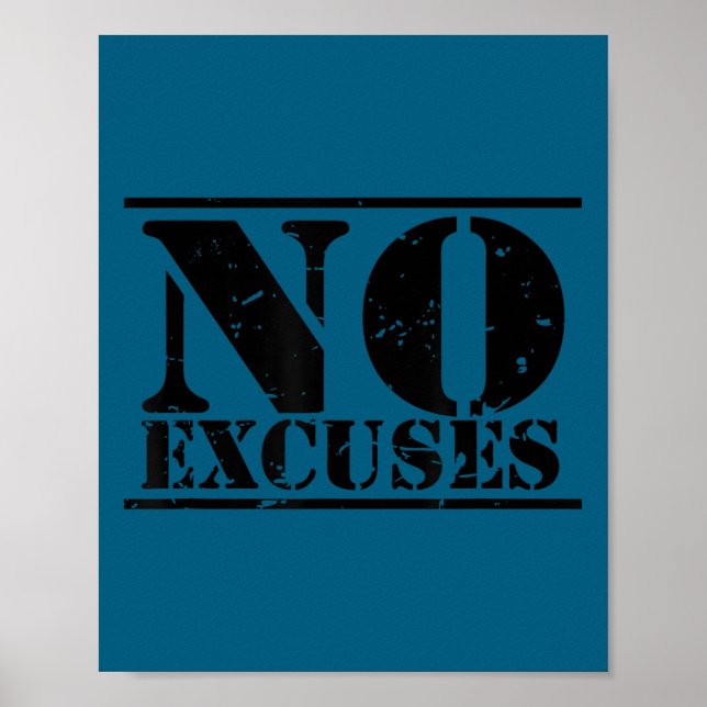No Excuses Athlete Training Motivation Distressed  Poster (Framsidan)