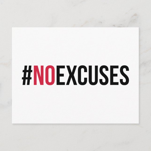 No Excuses Gym Quote Vykort (Framsida)