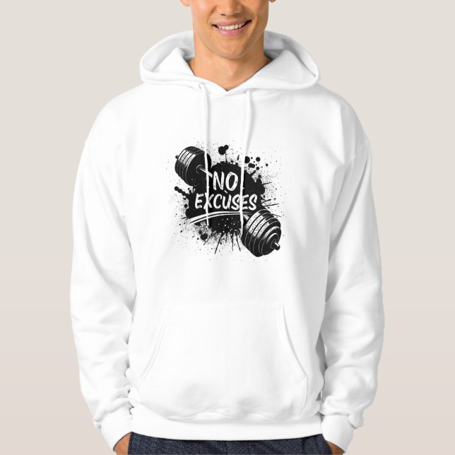 No Excuses Hoodie – Bold Motivational Typography (Framsida)
