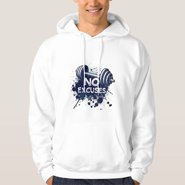 No Excuses Hoodie – Bold Motivational Typography (Framsida)