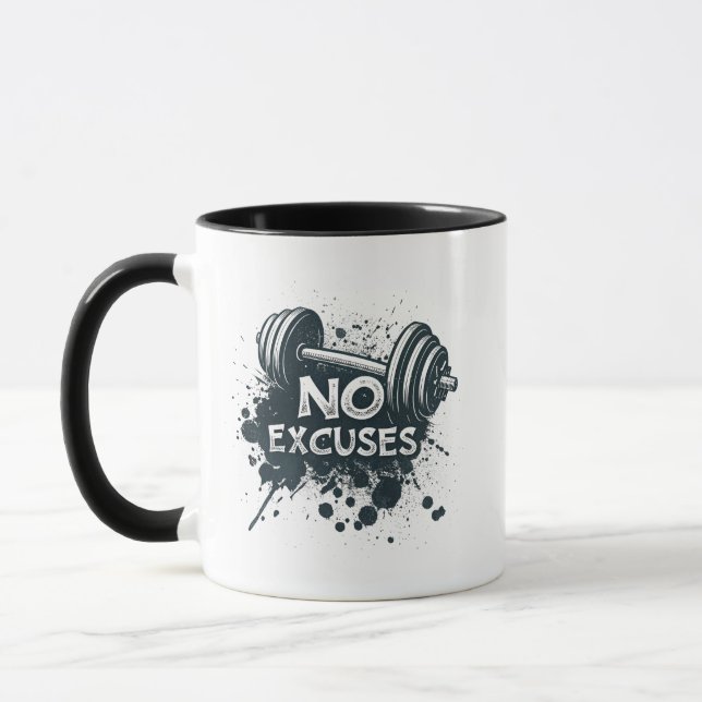 No Excuses Mug – Bold Motivational Coffee Cup Mugg (Vänster)