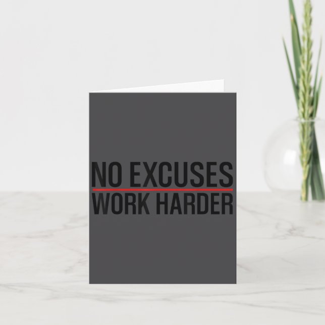 No Excuses Work _ Harder Bodybuilding Gym Motivati Kort (Framsida)
