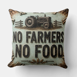No Farmers No Food Rustic Farmhouse Tractor Kudde