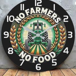 No Farmers No Food Tractor Emblem Stor Klocka
