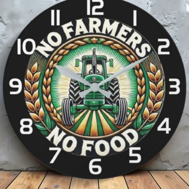 No Farmers No Food Tractor Emblem Stor Klocka (Skapare uppladdad)