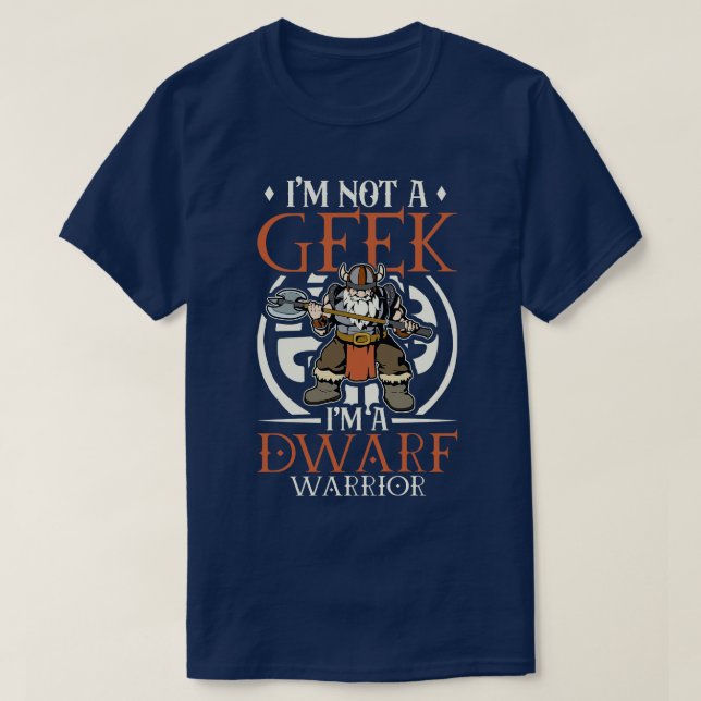 No geek D20 Roleplay Character Dwarf Warrior T Shirt (Design framsida)