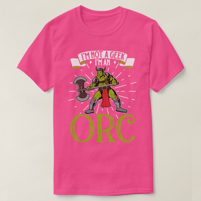 No geek D20 Roleplay Character Orc T Shirt (Design framsida)
