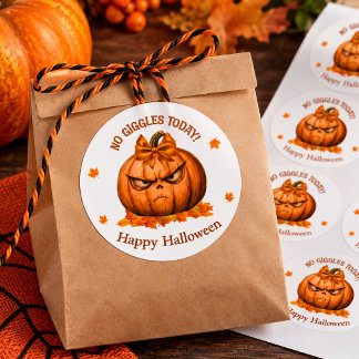 No Giggles Today Halloween Pumpkin Sticker Runt Klistermärke